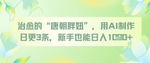 治愈的“唐朝胖妞”,用AI制作日更3条,新手也能日入多张网赚项目-副业赚钱-互联网创业-资源整合神马网赚