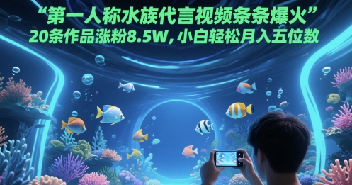 第一人称水族代言视频条条爆火,20条作品涨粉8.5W,小白轻松月入五位数网赚项目-副业赚钱-互联网创业-资源整合神马网赚