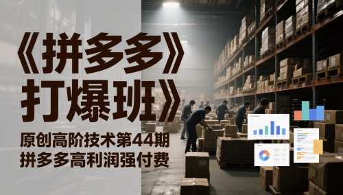 《拼多多打爆班》原创高阶技术第44期,拼多多高利润强付费网赚项目-副业赚钱-互联网创业-资源整合神马网赚