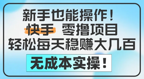 新手也能操作,快手零撸挣米,轻松每天挣2-5张,完全无成本网赚项目-副业赚钱-互联网创业-资源整合神马网赚
