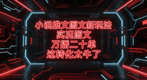 小说推文图文新玩法,实况图文,万播二十单,这转化太牛了!网赚项目-副业赚钱-互联网创业-资源整合神马网赚