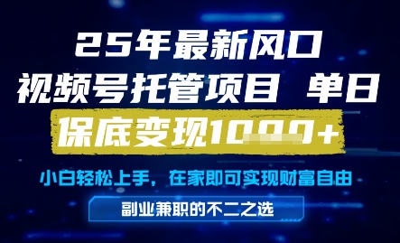 25年最新风口,视频号托管项目,单日保底变现1k+,手把手教学网赚项目-副业赚钱-互联网创业-资源整合神马网赚