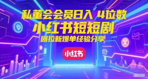 私董会会员日入4位数小红书红果短剧拉新爆单经验分享网赚项目-副业赚钱-互联网创业-资源整合神马网赚