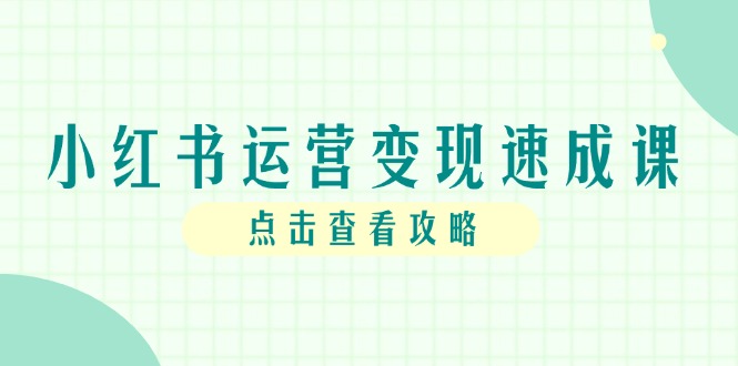 小红书运营变现速成课，账号搭建到暴力起号，个人IP全流程指南网赚项目-副业赚钱-互联网创业-资源整合神马网赚