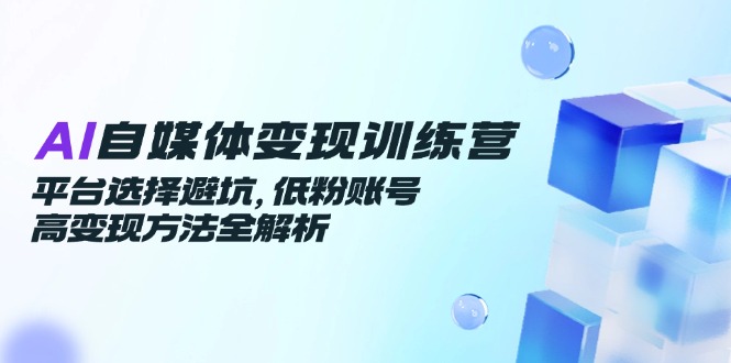 AI自媒体变现训练营,平台选择避坑,低粉账号高变现方法全解析网赚项目-副业赚钱-互联网创业-资源整合神马网赚