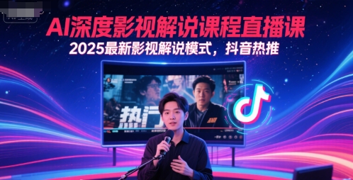 AI深度影视解说课程直播课,2025最新影视解说模式,抖音热推网赚项目-副业赚钱-互联网创业-资源整合神马网赚