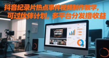 抖音纪录片热点事件视频制作教学,可过伙伴计划,多平台分发撸收益网赚项目-副业赚钱-互联网创业-资源整合神马网赚