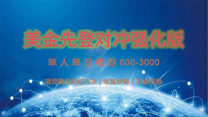 美金先登计划对冲强化版，2025年黑马中最暴力收益日收益1k-4k（可放大…网赚项目-副业赚钱-互联网创业-资源整合神马网赚