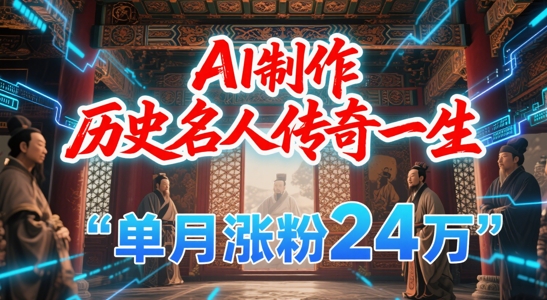 暴力起号!用AI制作历史名人传奇一生,单月涨粉24W,涨粉+变现赛道黑马来了网赚项目-副业赚钱-互联网创业-资源整合神马网赚