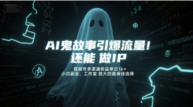 AI鬼故事引爆流量,还能做IP,视频号多渠道收益单日1k+,小白副业、工作室放大的最佳选择网赚项目-副业赚钱-互联网创业-资源整合神马网赚