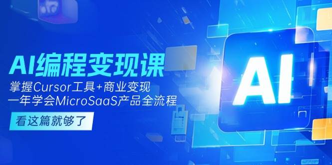 AI编程变现课:掌握Cursor工具+商业变现,一年学会MicroSaaS产品全流程网赚项目-副业赚钱-互联网创业-资源整合神马网赚