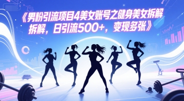 男粉引流项目4美女账号之健身美女拆解,日引流500+,变现多张网赚项目-副业赚钱-互联网创业-资源整合神马网赚