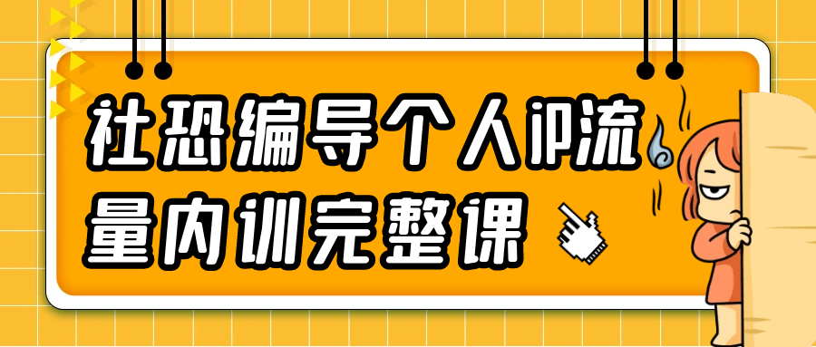 社恐编导个人iP流量内训完整课网赚项目-副业赚钱-互联网创业-资源整合神马网赚