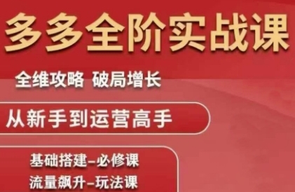 拼多多全阶实战课程,全维攻略,破局增长,从新手到运营高手网赚项目-副业赚钱-互联网创业-资源整合神马网赚