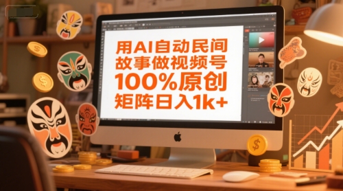 用AI自动民间故事做视频号,100%原创,矩阵日入1k+网赚项目-副业赚钱-互联网创业-资源整合神马网赚