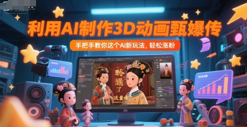 利用AI制作3D动画甄嬛传,流量爆了,手把手教你这个AI新玩法,轻松涨粉网赚项目-副业赚钱-互联网创业-资源整合神马网赚