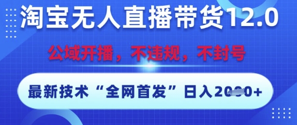 淘宝无人直播带货12.0,最新技术,不封号,不违规,操作简单,开播爆单,日入多张网赚项目-副业赚钱-互联网创业-资源整合神马网赚