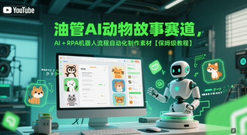 油管AI动物故事赛道,AI+RPA机器人流程自动化制作素材【保姆级教程】网赚项目-副业赚钱-互联网创业-资源整合神马网赚