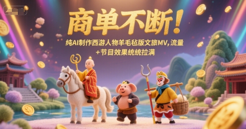 商单不断!纯AI制作西游人物羊毛毡版文旅MV,流量+节目效果统统拉满网赚项目-副业赚钱-互联网创业-资源整合神马网赚