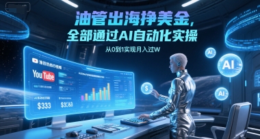 油管出海挣美金，全部通过AI自动化实操，从0到1实现月入过W网赚项目-副业赚钱-互联网创业-资源整合神马网赚