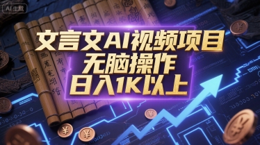 文言文AI视频项目,无脑操作,日入1K以上网赚项目-副业赚钱-互联网创业-资源整合神马网赚