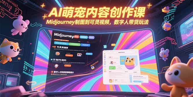 AI萌宠内容创作课,Midjourney制图到可灵视频,数字人带货玩法网赚项目-副业赚钱-互联网创业-资源整合神马网赚