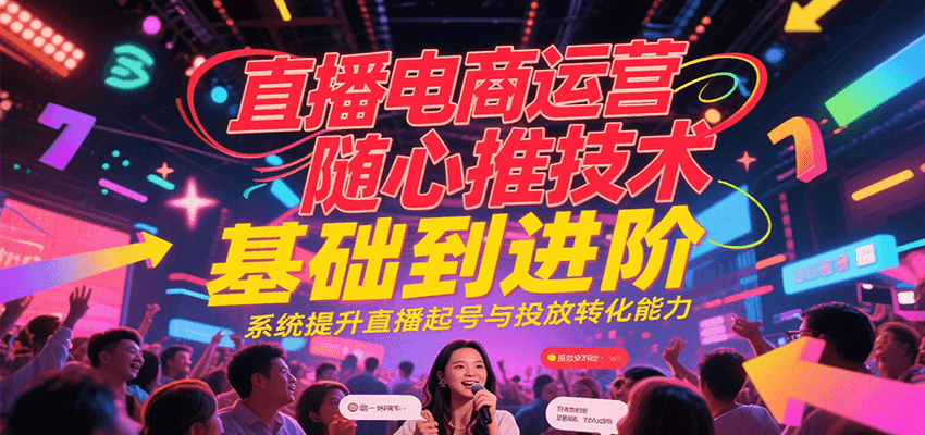 直播电商运营随心推投放技术基础到进阶,系统提升直播起号与投放转化能力网赚项目-副业赚钱-互联网创业-资源整合神马网赚