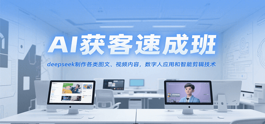 AI获客速成班,deepseek制作各类图文、视频内容,数字人应用和智能剪辑技术网赚项目-副业赚钱-互联网创业-资源整合神马网赚
