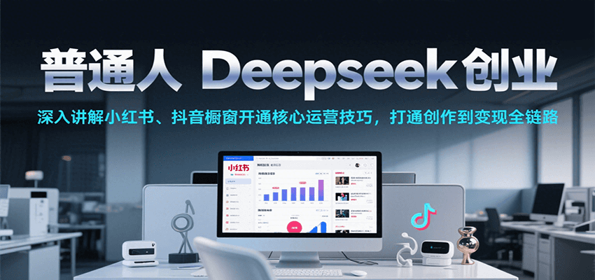 普通人Deepseek创业,小红书、抖音橱窗开通核心运营技巧,打通创作到变现全链路网赚项目-副业赚钱-互联网创业-资源整合神马网赚