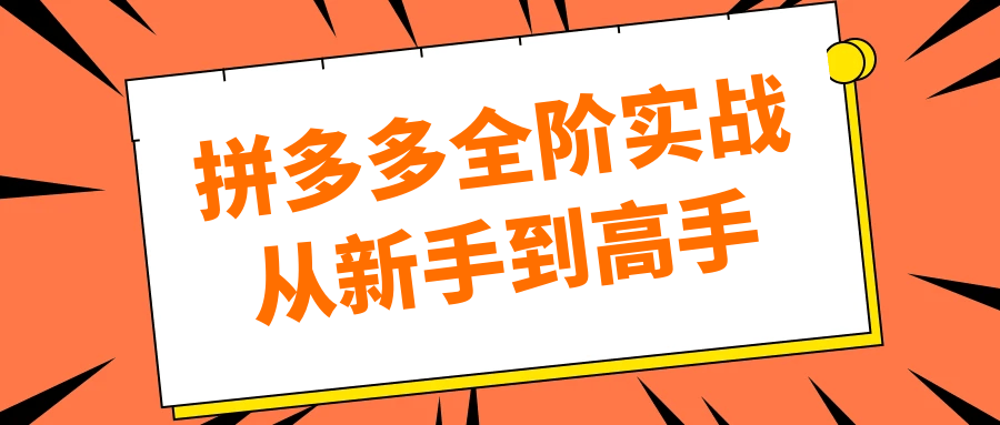 拼多多全阶实战从新手到高手网赚项目-副业赚钱-互联网创业-资源整合神马网赚