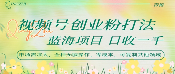 视频号创业粉打法,日入1k,蓝海项目,市场需求大,全程无脑操作,可复制网赚项目-副业赚钱-互联网创业-资源整合神马网赚