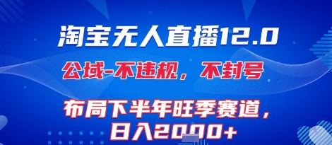 淘宝无人直播12.0,不封号,不违规,布局下半年旺季赛道,日入1k+(独家技术)网赚项目-副业赚钱-互联网创业-资源整合神马网赚