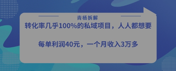 转化率最高的私域项目,每单利润40-50米,月入过1w网赚项目-副业赚钱-互联网创业-资源整合神马网赚