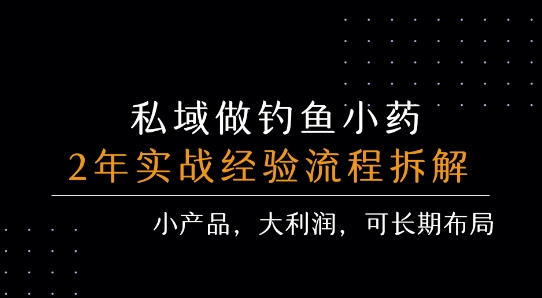 私域做钓鱼小药 每单利润3张+ 详细流程拆解网赚项目-副业赚钱-互联网创业-资源整合神马网赚