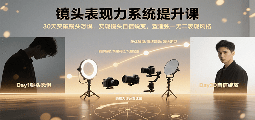 镜头表现力系统提升课,30天突破镜头恐惧实现自信蜕变,塑造独一无二表现风格网赚项目-副业赚钱-互联网创业-资源整合神马网赚
