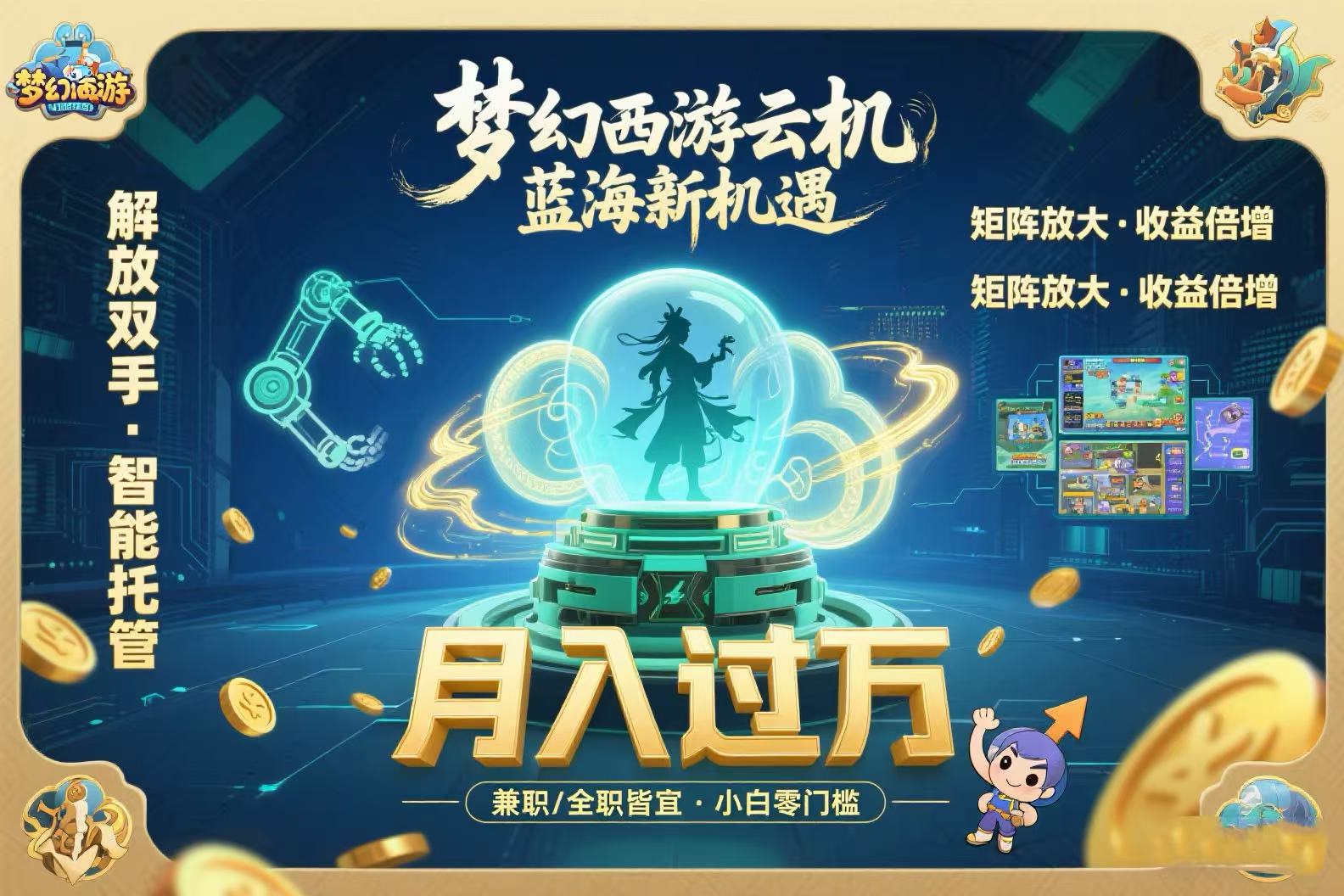 梦幻西游云机最新蓝海玩法 解放双手可矩阵放大 轻松月入过万 小白也可…网赚项目-副业赚钱-互联网创业-资源整合神马网赚