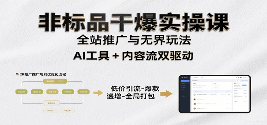 非标品干爆实操课：含多案例及操盘方法，从选品到推广、成交，助力打造爆款实现盈利网赚项目-副业赚钱-互联网创业-资源整合神马网赚