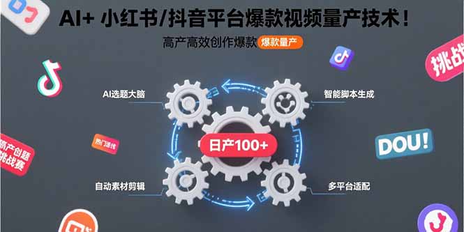 AI+小红书/抖音平台爆款视频量产技术:高产高效创作爆款视频!网赚项目-副业赚钱-互联网创业-资源整合神马网赚
