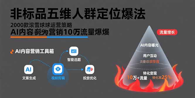 非标品五维人群定位法,2000款滚雪球运营策略,AI内容营销10万流量引爆网赚项目-副业赚钱-互联网创业-资源整合神马网赚