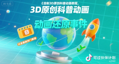 自制3D原创科普动画教程,动画还原事件,抖音最新热门赛道,可过伙伴计划网赚项目-副业赚钱-互联网创业-资源整合神马网赚