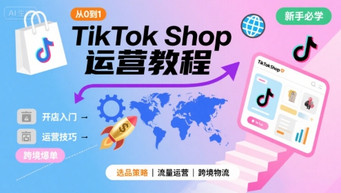 TikTok Shop从0到1运营教程,TikTok跨境电商新手必学课程网赚项目-副业赚钱-互联网创业-资源整合神马网赚