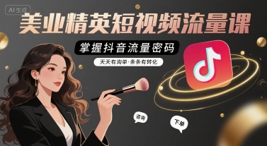 美业精英短视频流量课,掌握抖音流量密码,天天有询单,条条有转化网赚项目-副业赚钱-互联网创业-资源整合神马网赚