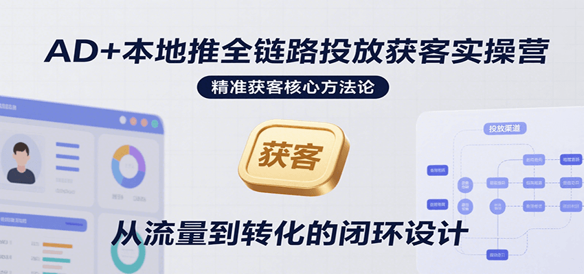 AD+本地推全链路投放获客实操营,快速掌握精准获客技巧,当天投放当天转化高效营销网赚项目-副业赚钱-互联网创业-资源整合神马网赚
