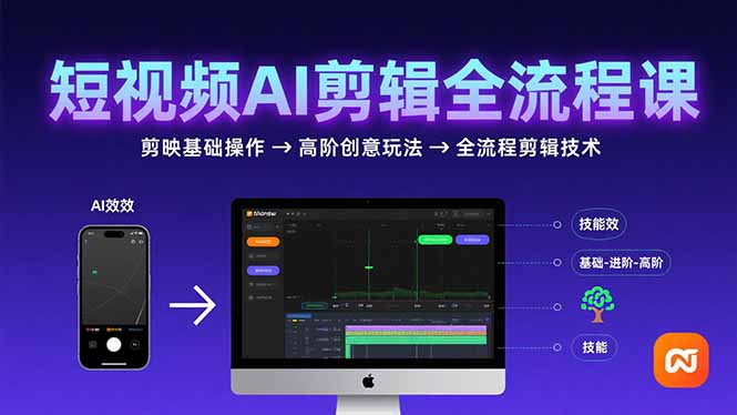短视频AI剪辑技能,从剪映基础操作到高阶创意玩法,全流程剪辑技术网赚项目-副业赚钱-互联网创业-资源整合神马网赚