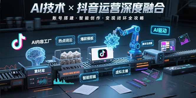 AI技术与抖音运营的深度融合应用：涵盖账号搭建、内容创作、收益变现等网赚项目-副业赚钱-互联网创业-资源整合神马网赚
