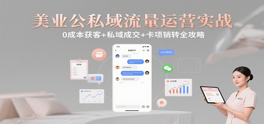 美业公私域流量运营实战:0成本获客+私域成交+卡项销转全攻略网赚项目-副业赚钱-互联网创业-资源整合神马网赚