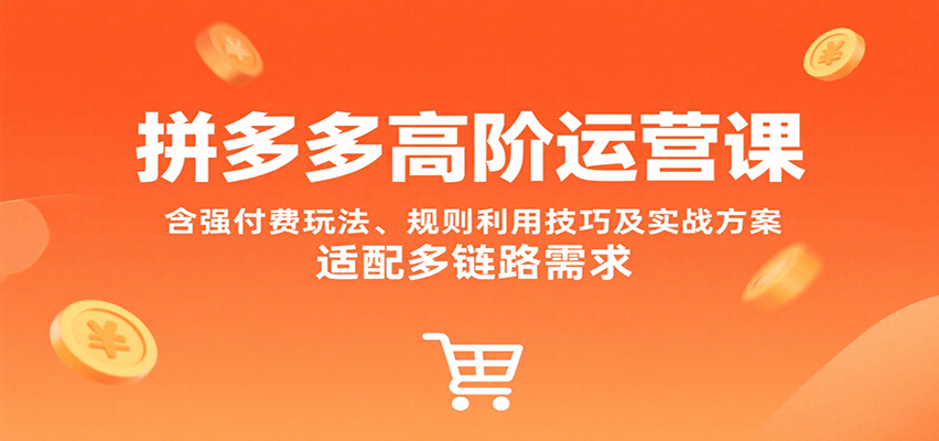 拼多多高阶运营课，含强付费玩法、规则利用技巧及实战方案，适配多链路需求网赚项目-副业赚钱-互联网创业-资源整合神马网赚