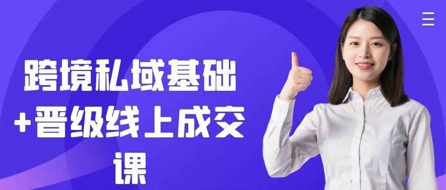 跨境私域基础+晋级线上成交课网赚项目-副业赚钱-互联网创业-资源整合神马网赚